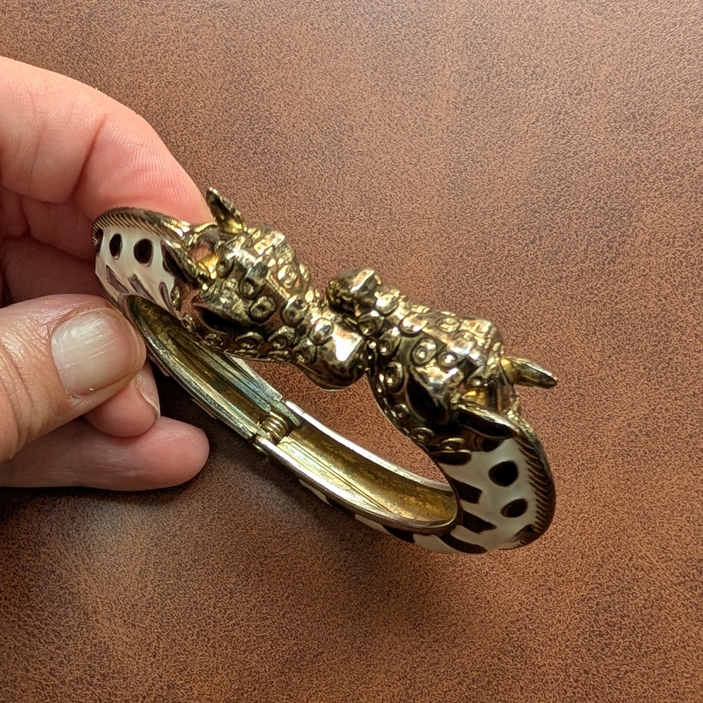 Gold and Black Giraffe Bangle Bracelet - Picture 2 of 6